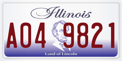 IL license plate A049821