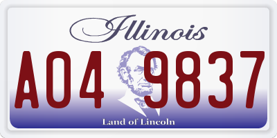 IL license plate A049837