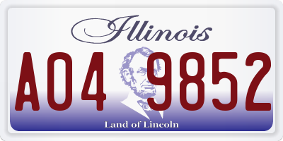 IL license plate A049852