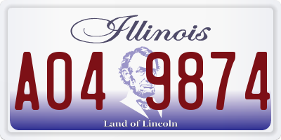 IL license plate A049874