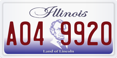 IL license plate A049920