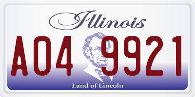 IL license plate A049921