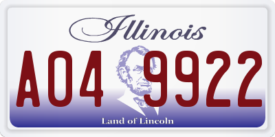 IL license plate A049922
