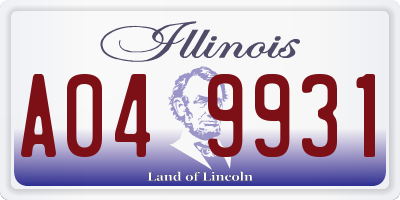 IL license plate A049931