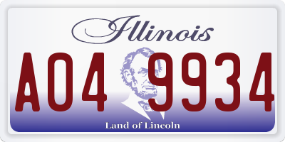 IL license plate A049934