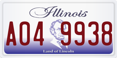 IL license plate A049938