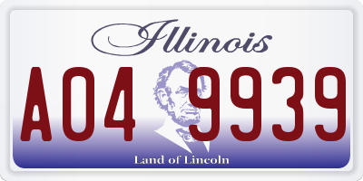 IL license plate A049939