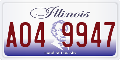 IL license plate A049947