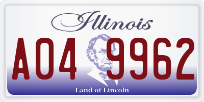 IL license plate A049962
