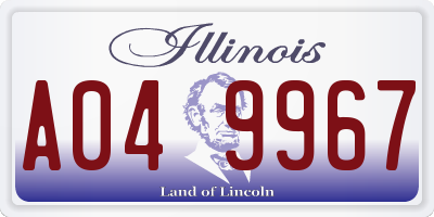 IL license plate A049967