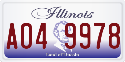 IL license plate A049978