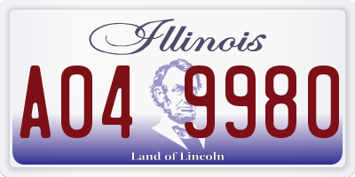 IL license plate A049980