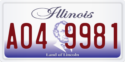 IL license plate A049981
