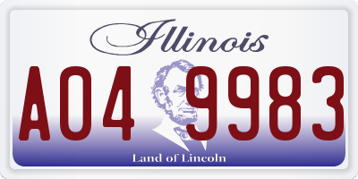 IL license plate A049983