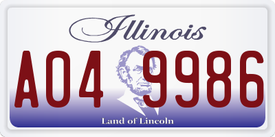 IL license plate A049986