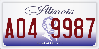 IL license plate A049987