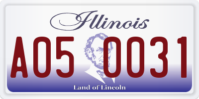 IL license plate A050031