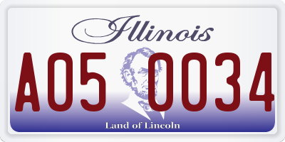 IL license plate A050034
