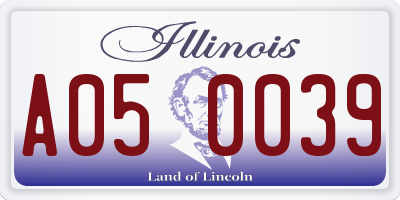 IL license plate A050039