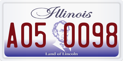 IL license plate A050098