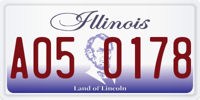 IL license plate A050178