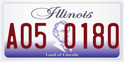 IL license plate A050180