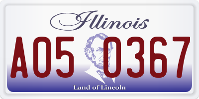 IL license plate A050367