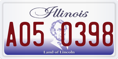 IL license plate A050398