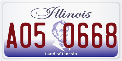 IL license plate A050668