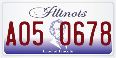 IL license plate A050678