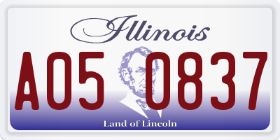IL license plate A050837