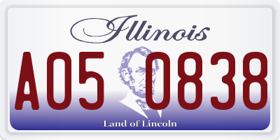 IL license plate A050838