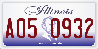 IL license plate A050932