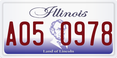 IL license plate A050978