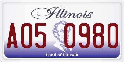 IL license plate A050980