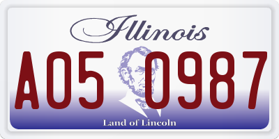 IL license plate A050987