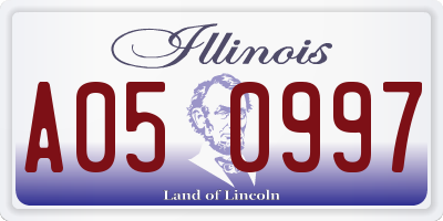 IL license plate A050997