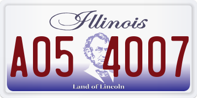 IL license plate A054007