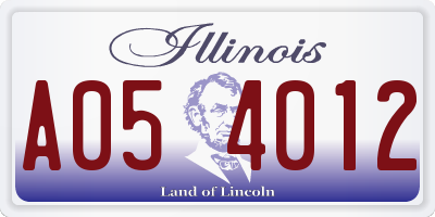 IL license plate A054012