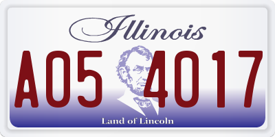 IL license plate A054017