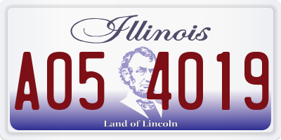 IL license plate A054019