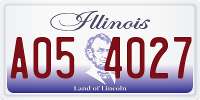 IL license plate A054027
