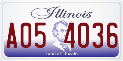 IL license plate A054036