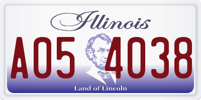 IL license plate A054038