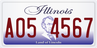 IL license plate A054567