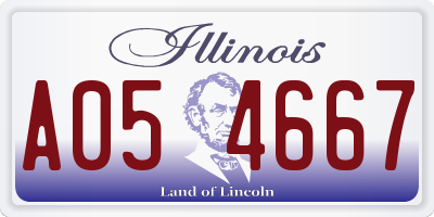 IL license plate A054667