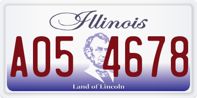 IL license plate A054678
