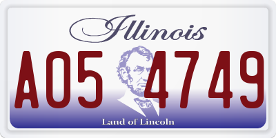 IL license plate A054749