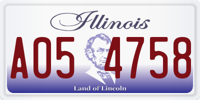 IL license plate A054758
