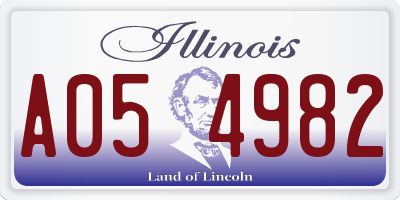 IL license plate A054982